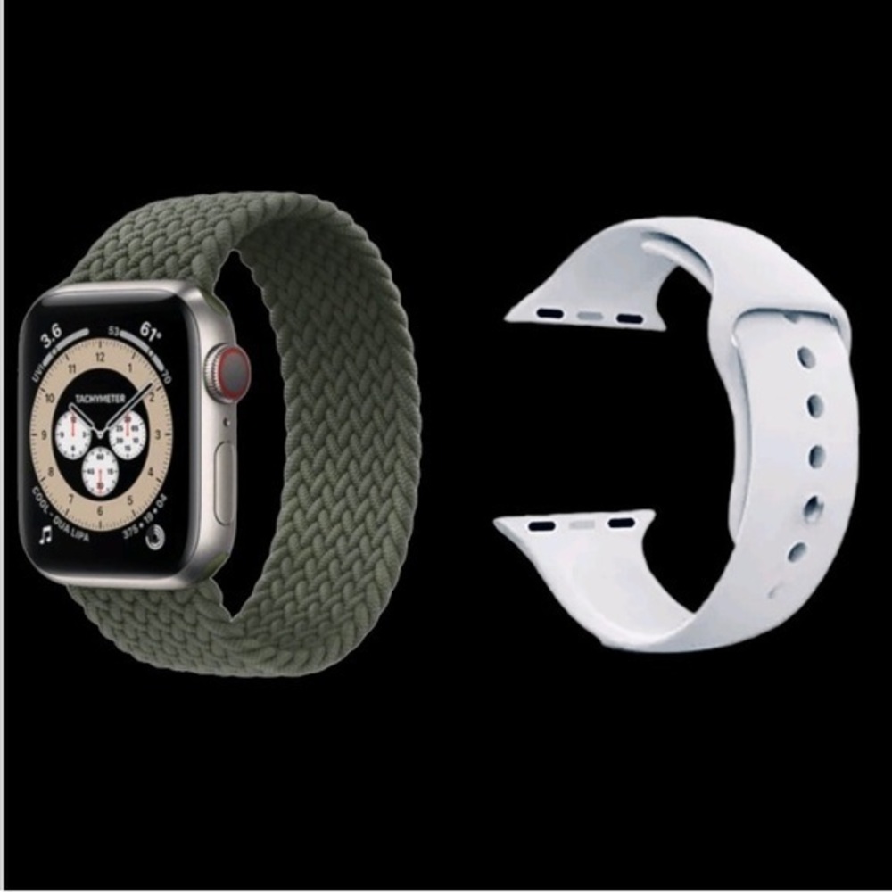 Lot of 3 ARMY GREEN Braided Solo Loop Fits Apple Watch gray band + bonus 42/44